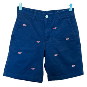 Vineyard Vines Men's Navy 9" Inch Chino Shorts with Red Embroidered Whales Sz 30